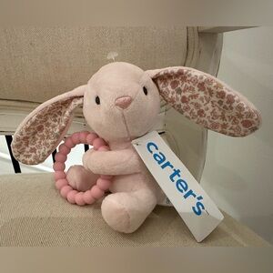 NWT Carter's Pink Bunny Plush Baby Toy Soft Pink Floral Teether